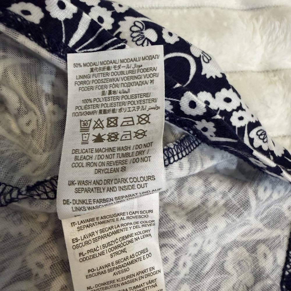 BODEN Floral Jersey Cutout Back Dress Womens US 6L UK 10L Navy Blue White Midi - Picture 7 of 8